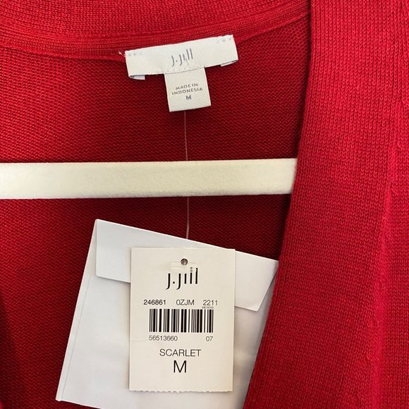 NWT J.Jill Button Front Long Sleeve Cardigan Sweater Scarlet Red - Picture 6 of 6
